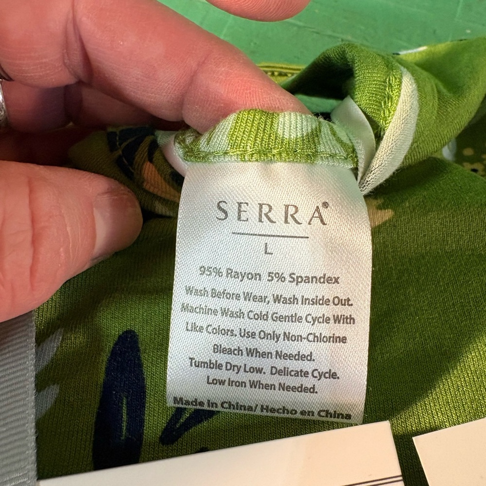 Serra Green Floral Maxi Dress with Navy & Light Blue Accents - Picture 6 of 8